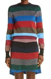 Striped Lurex Crewneck Sweater at Nordstrom